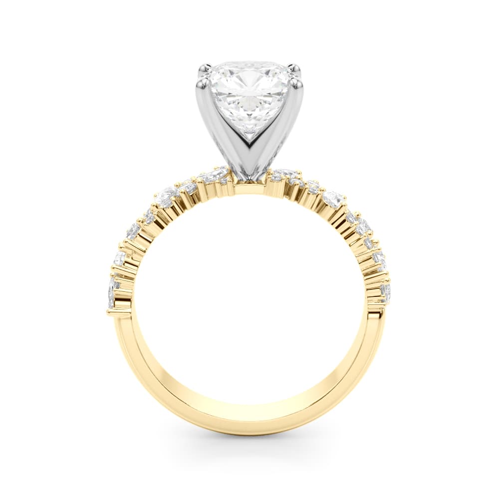 Mixed Shape Engagement Ring, style 51311, Side view in yellow gold