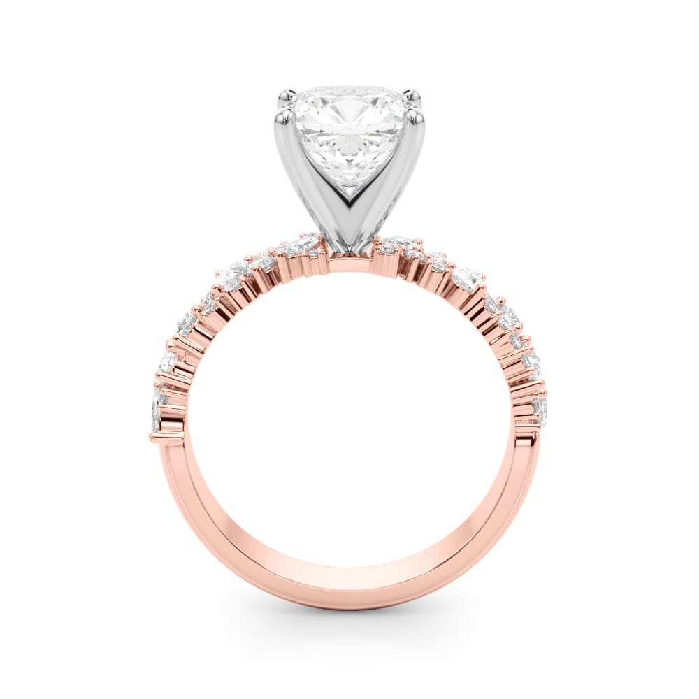 Mixed Shape Engagement Ring, style 51311, Side view in rose gold
