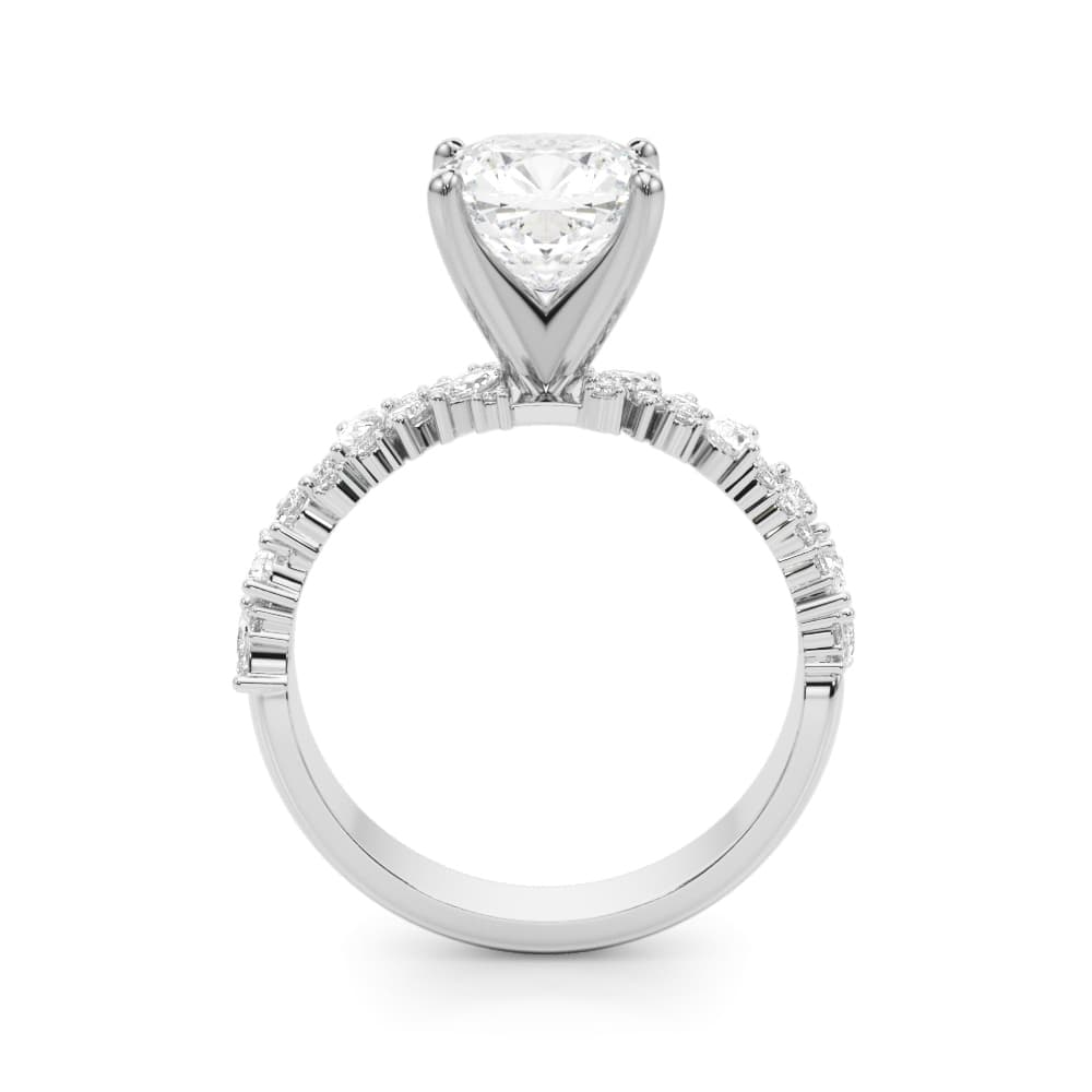 Mixed Shape Engagement Ring, style 51311, Side view in white gold or platinum