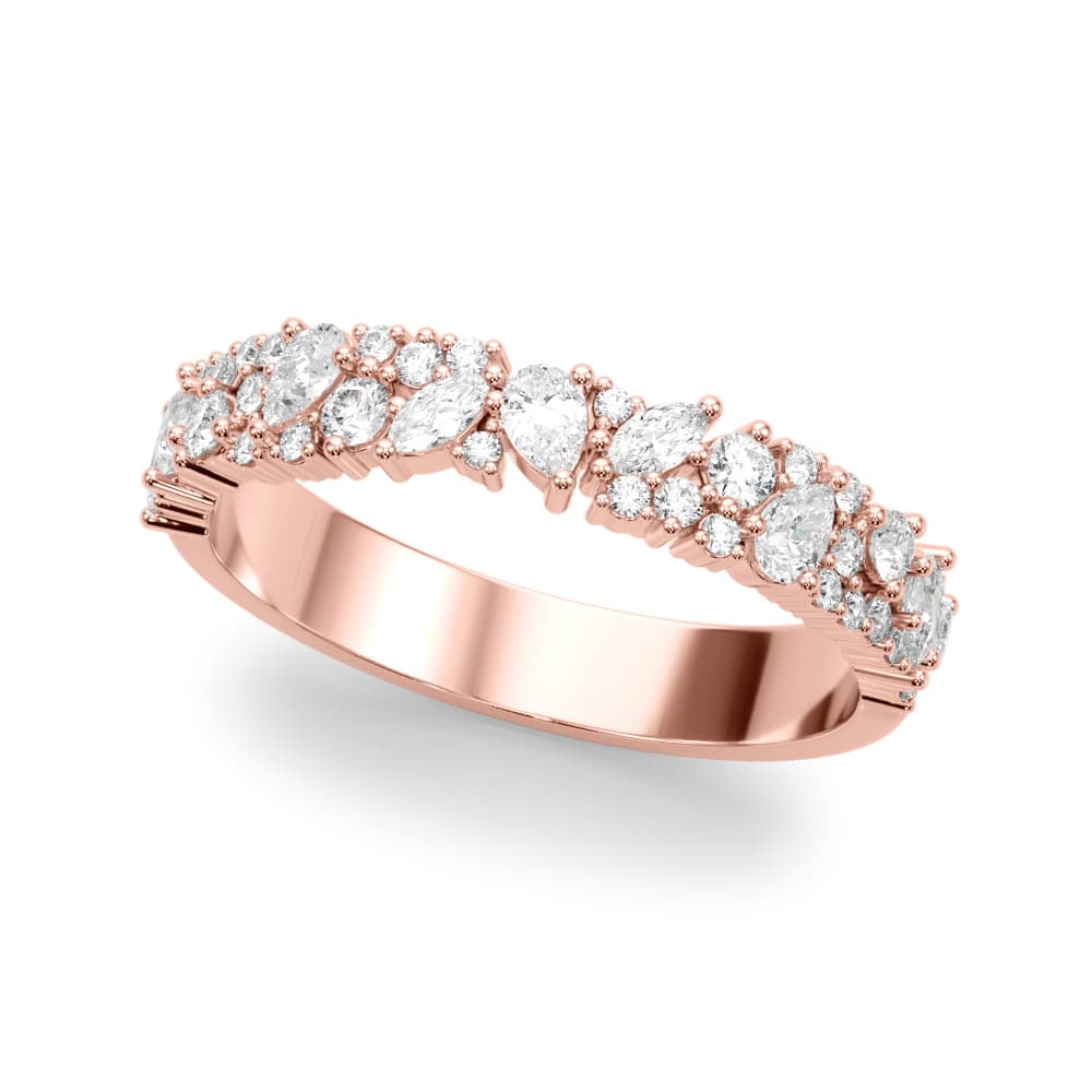 Mixed Shape Wedding Band (0.72 ct. tw.), Front view in rose gold
