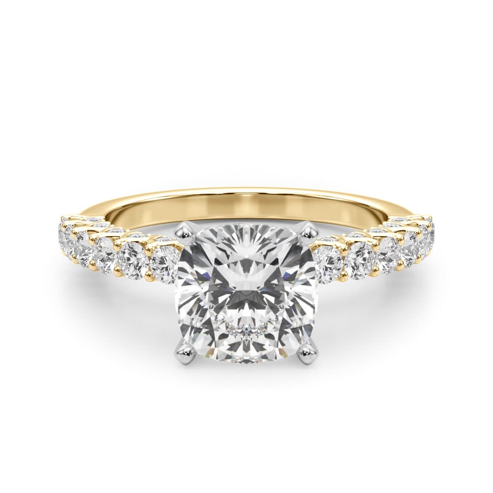 Contemporary Engagement Ring, style 51312, Angle view in yellow gold