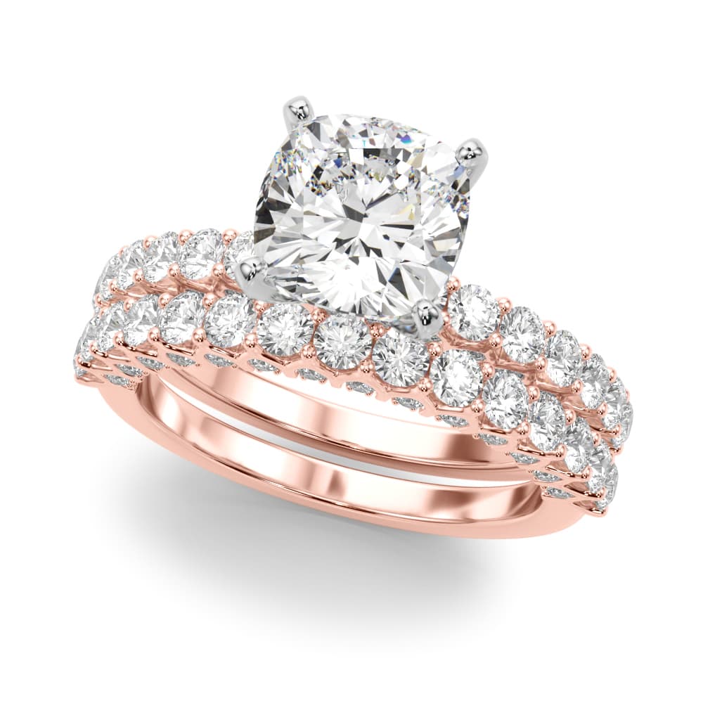 Contemporary Engagement Ring, style 51312, On hand view in rose gold