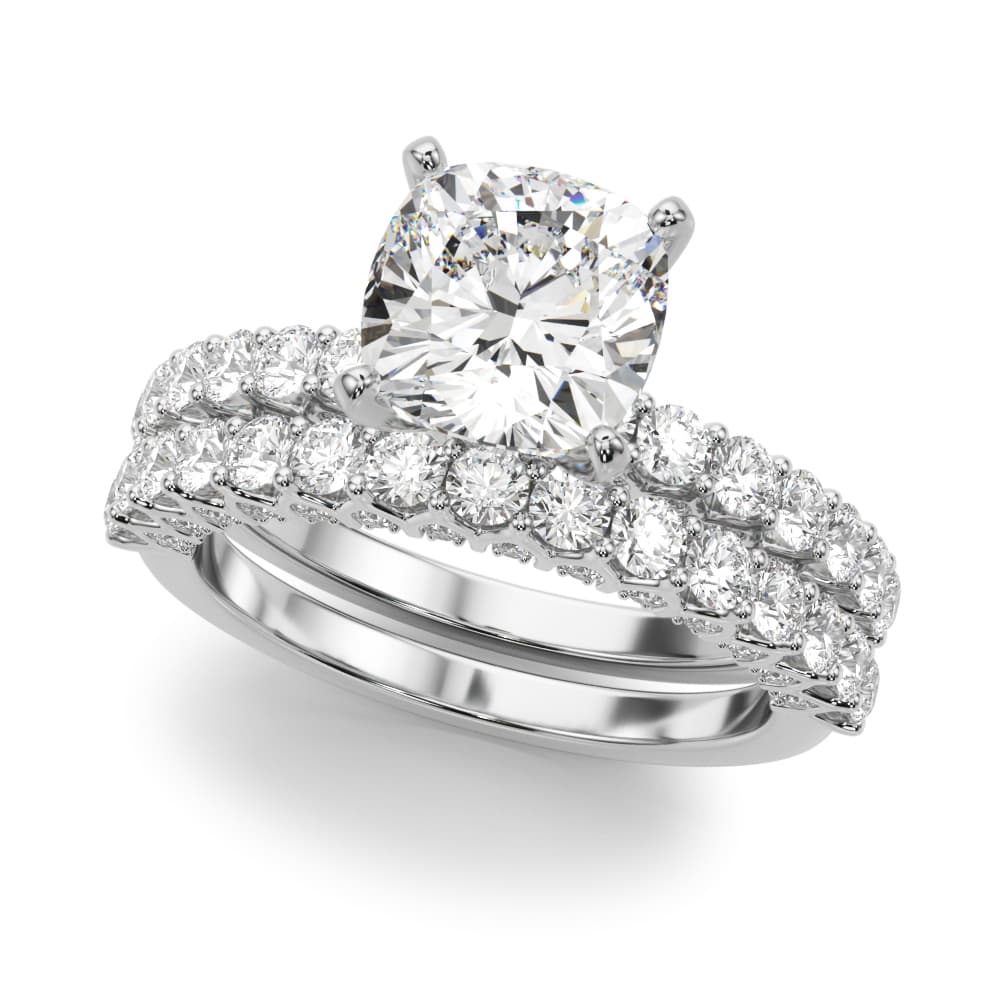 Contemporary Engagement Ring, style 51312, On hand view in white gold or platinum
