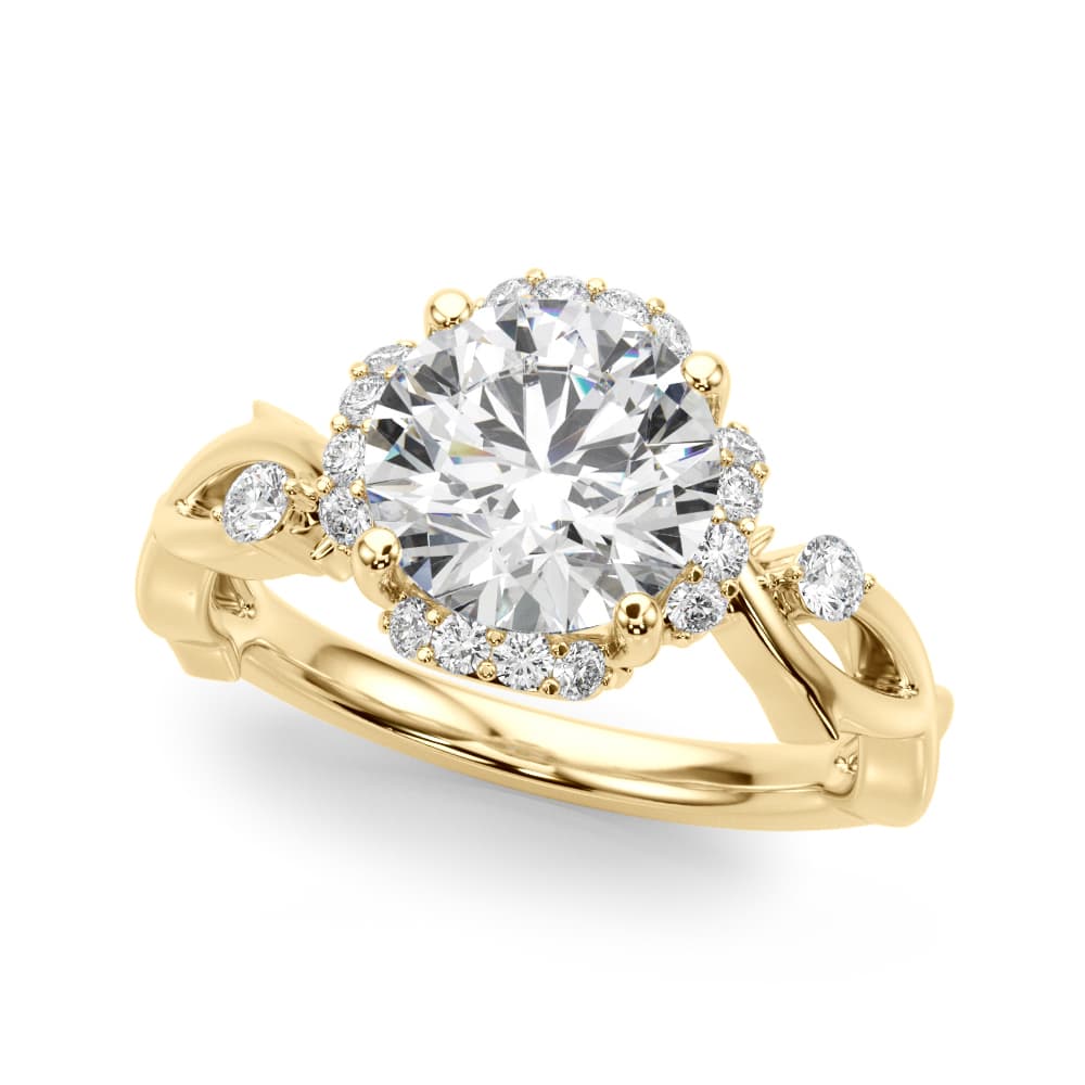 Twisted Shank Engagement Ring, style 51313, Front view in yellow gold