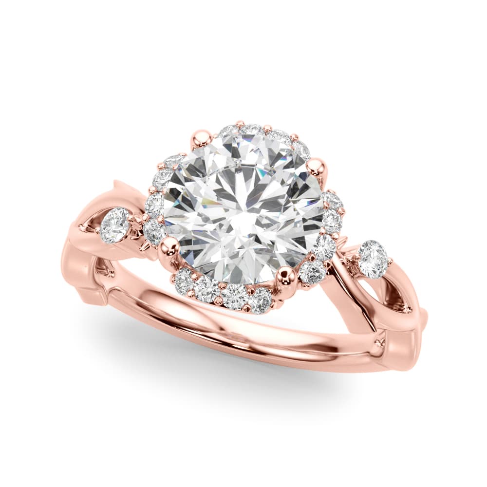 Twisted Shank Engagement Ring, style 51313, Front view in rose gold