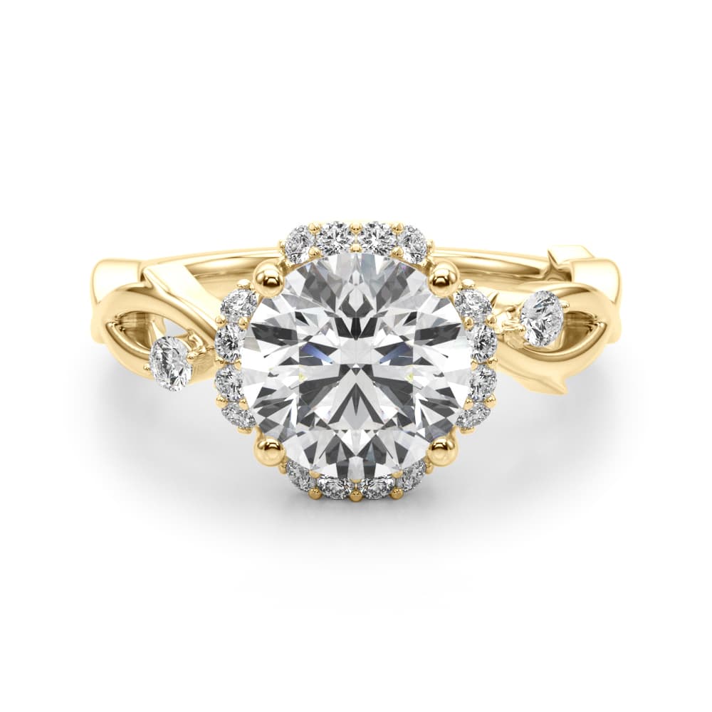 Twisted Shank Engagement Ring, style 51313, Angle view in yellow gold