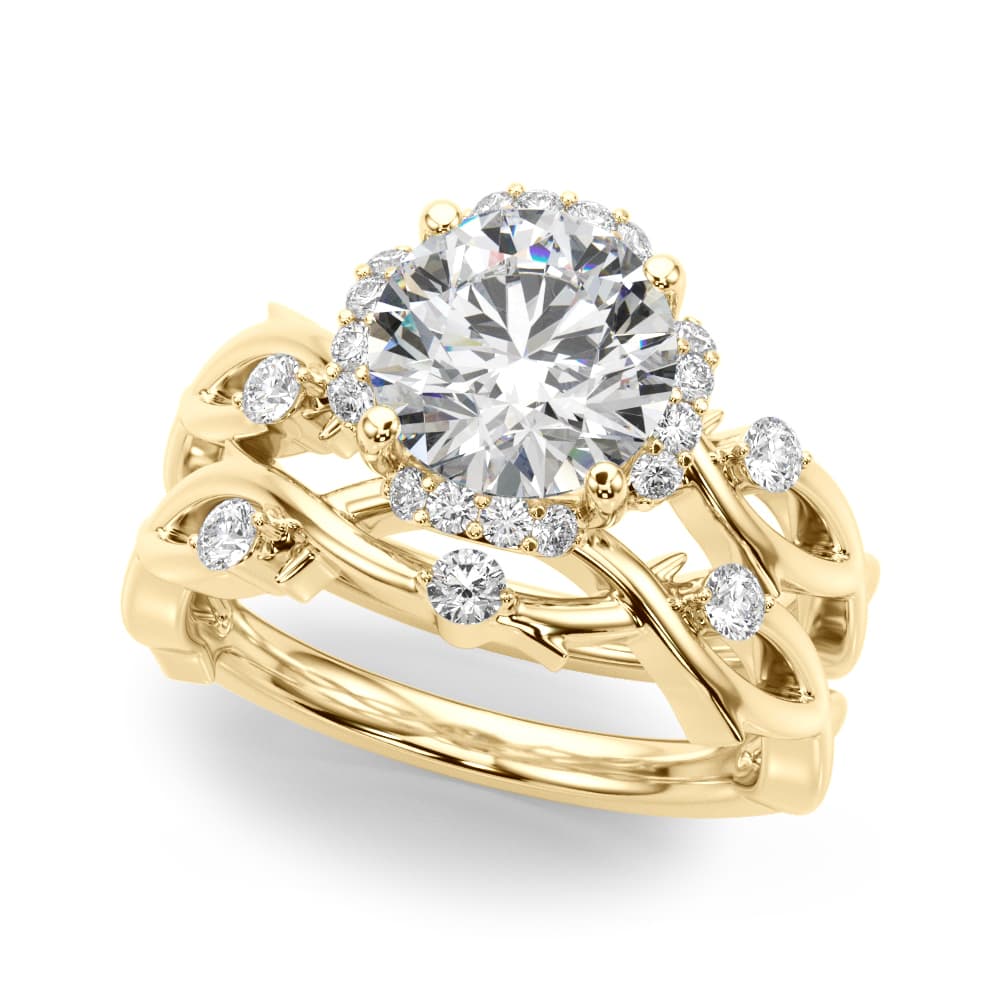 Twisted Shank Engagement Ring, style 51313, On hand view in yellow gold