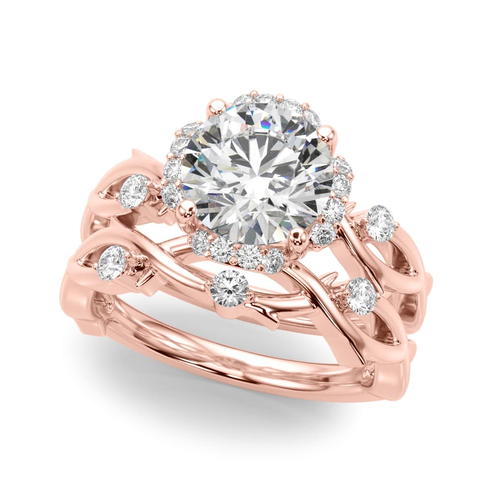 Twisted Shank Engagement Ring, style 51313, On hand view in rose gold