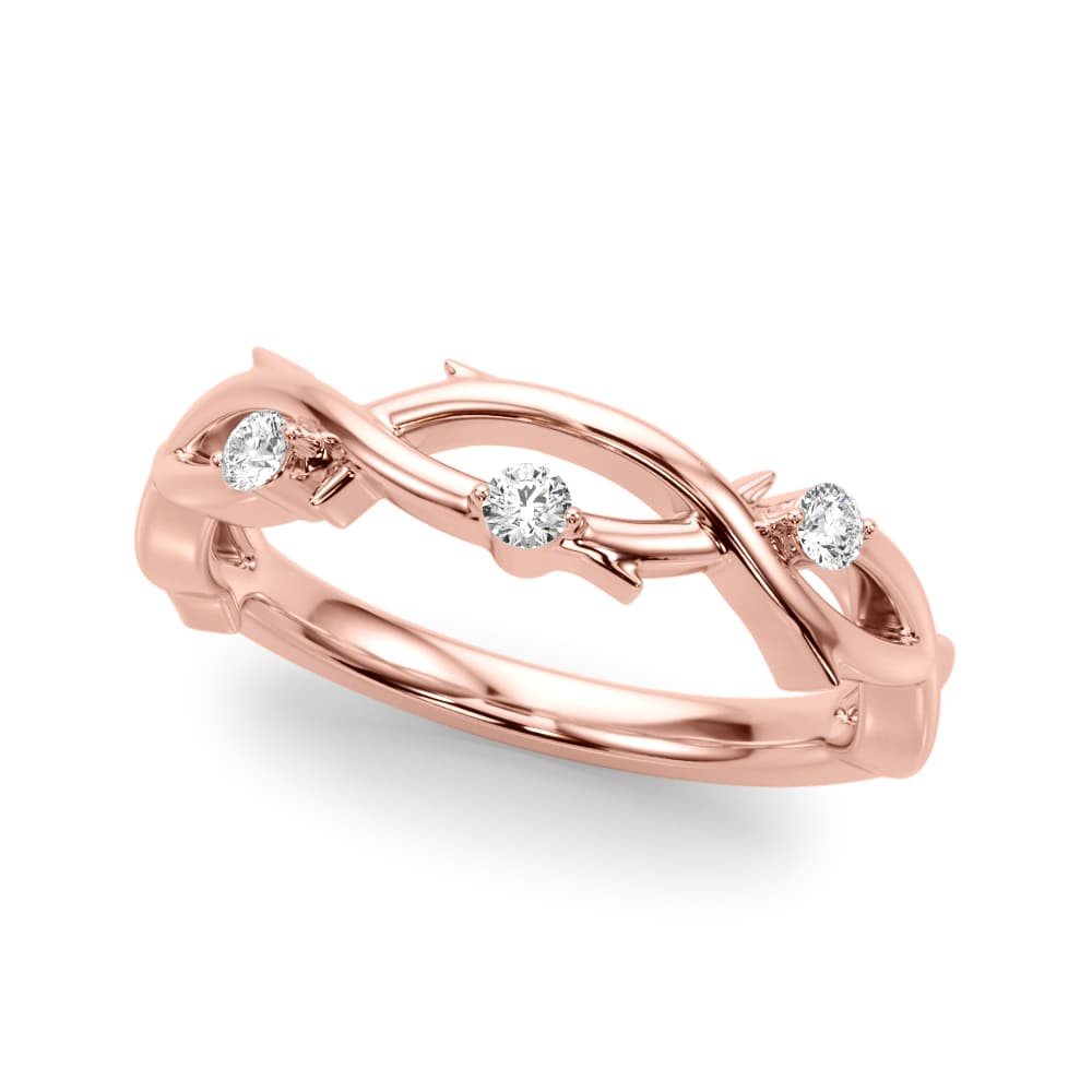 Nature Inspired Wedding Band (0.09 ct. tw.), Front view in rose gold