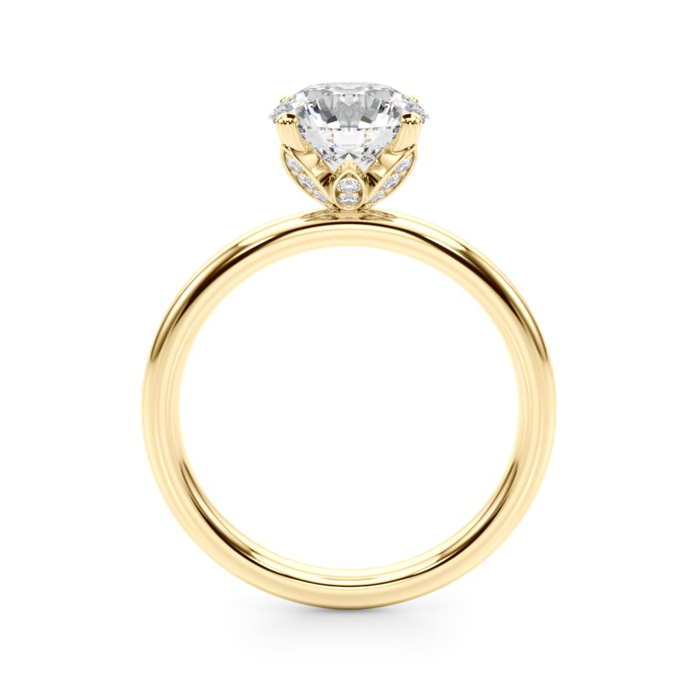 Floral Engagement Ring, style 51316, Side view in yellow gold