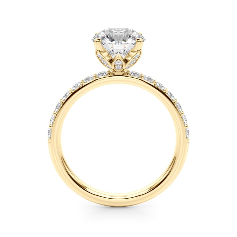 Floral Engagement Ring, style 51317, Side view in yellow gold