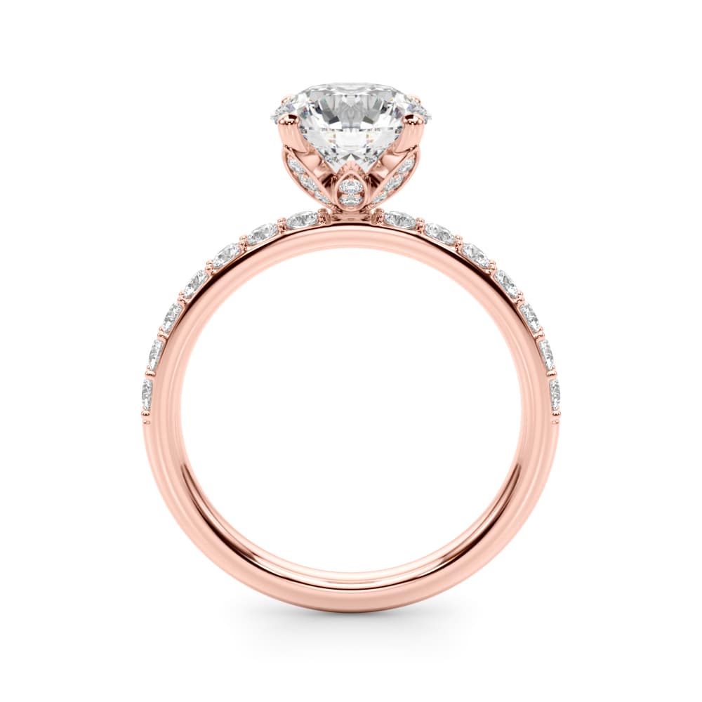 Floral Engagement Ring, style 51317, Side view in rose gold