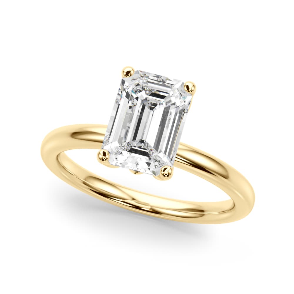 Floral Emerald Cut Engagement Ring, style 51318, Front view in yellow gold
