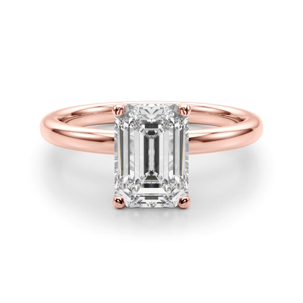 Floral Emerald Cut Engagement Ring, style 51318, Angle view in rose gold