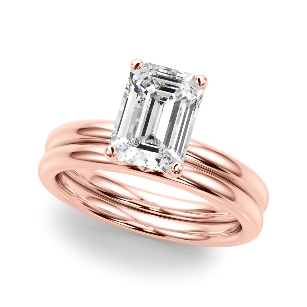 Floral Emerald Cut Engagement Ring, style 51318, On hand view in rose gold