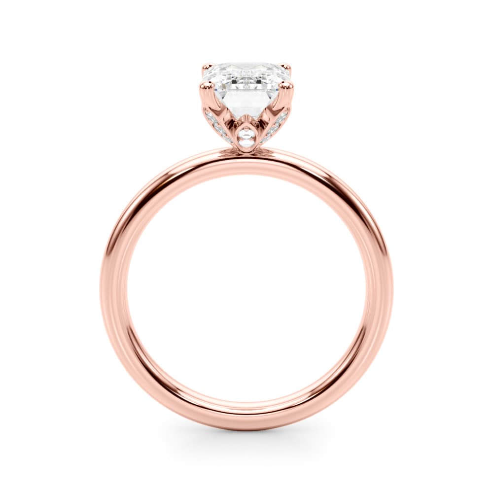 Floral Emerald Cut Engagement Ring, style 51318, Side view in rose gold