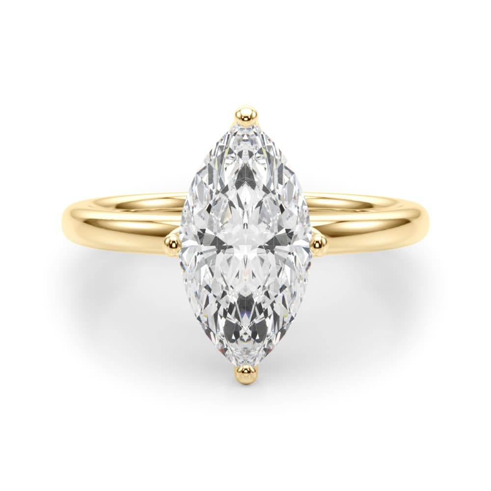 Floral Marquise Engagement Ring, style 51320, Angle view in yellow gold