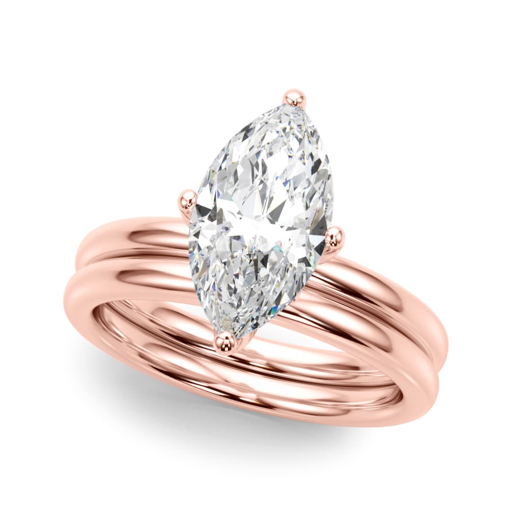 Floral Marquise Engagement Ring, style 51320, On hand view in rose gold