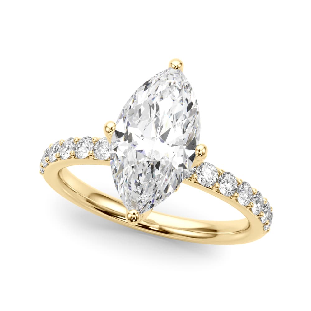 Floral Marquise Engagement Ring, style 51321, Front view in yellow gold