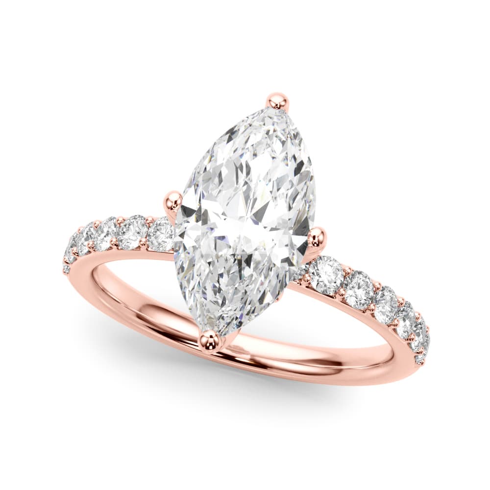 Floral Marquise Engagement Ring, style 51321, Front view in rose gold