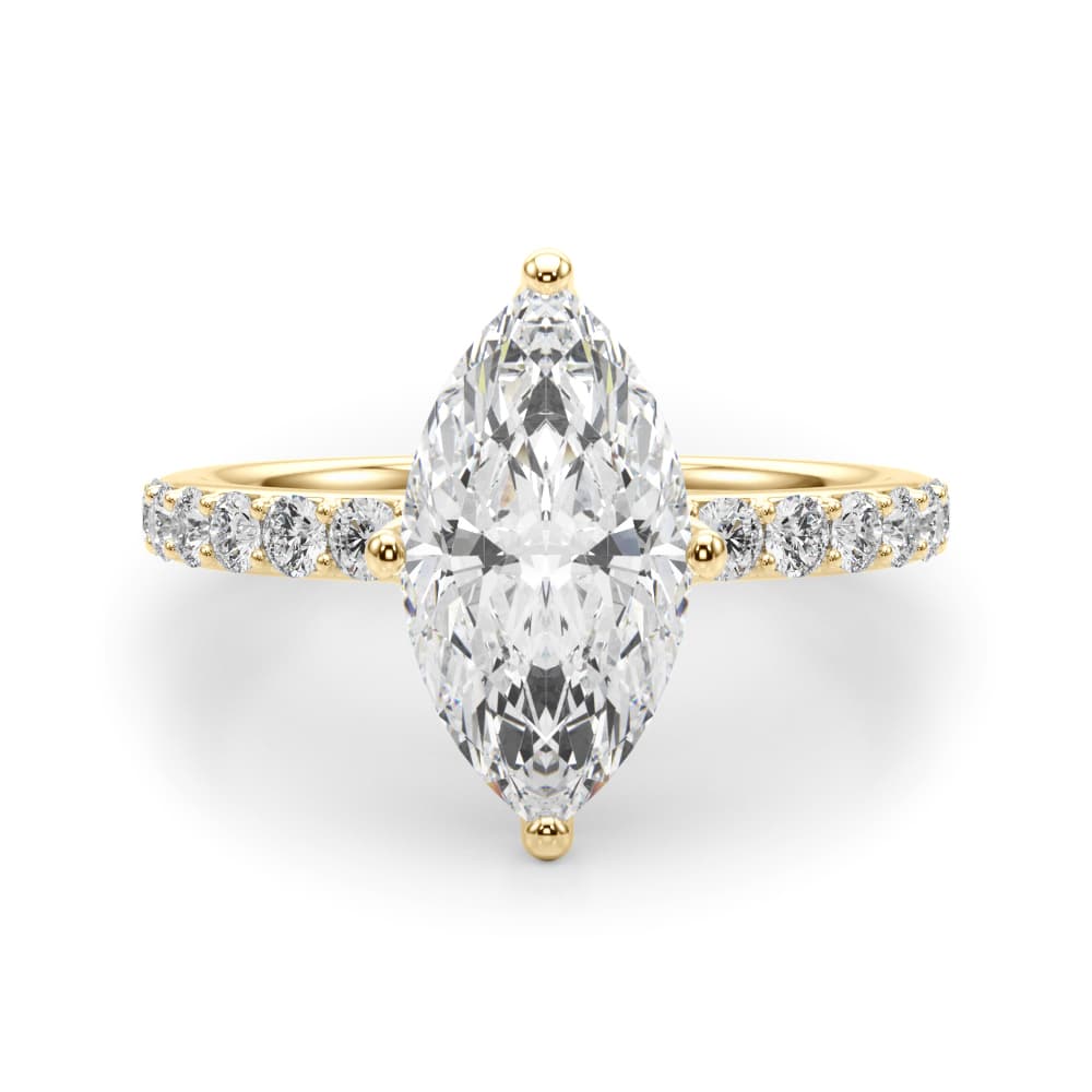 Floral Marquise Engagement Ring, style 51321, Angle view in yellow gold