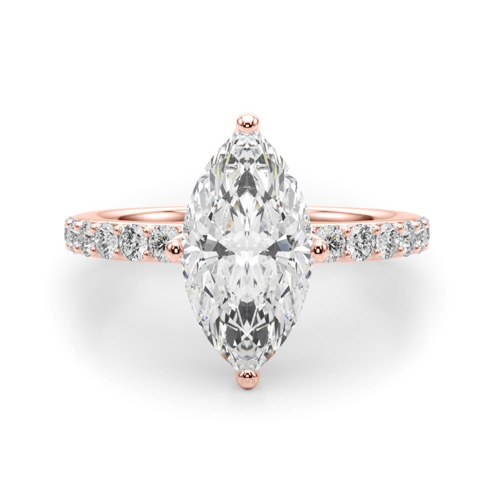 Floral Marquise Engagement Ring, style 51321, Angle view in rose gold