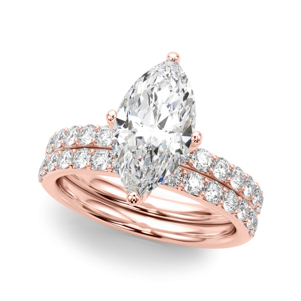 Floral Marquise Engagement Ring, style 51321, On hand view in rose gold