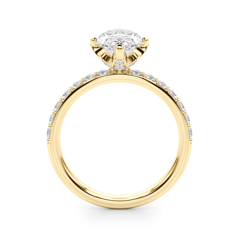 Floral Marquise Engagement Ring, style 51321, Side view in yellow gold