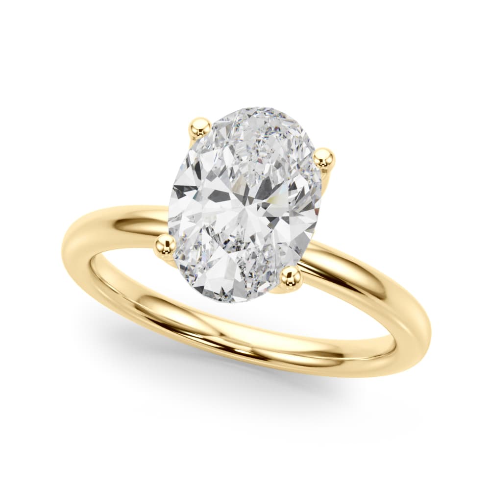 Floral Oval Engagement Ring, style 51322, Front view in yellow gold