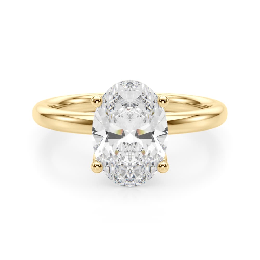 Floral Oval Engagement Ring, style 51322, Angle view in yellow gold