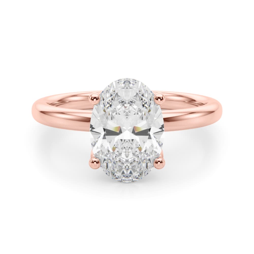 Floral Oval Engagement Ring, style 51322, Angle view in rose gold