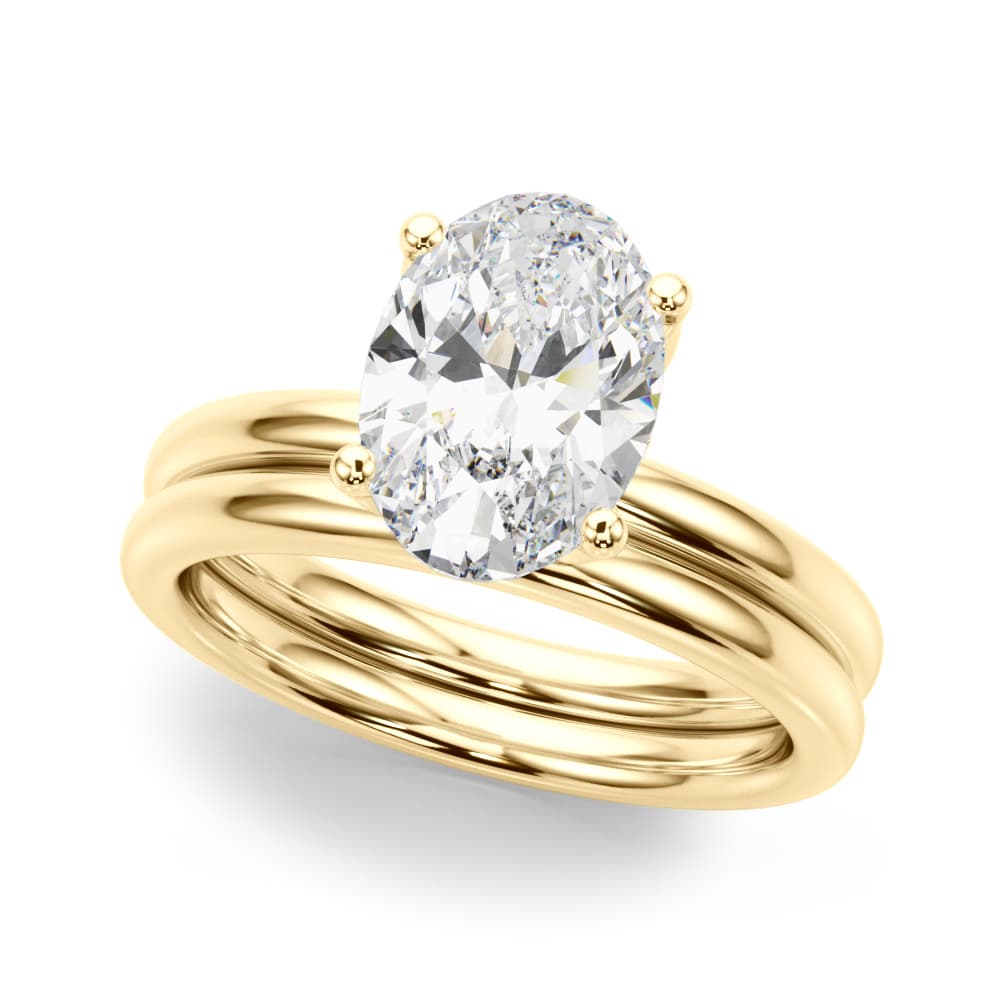 Floral Oval Engagement Ring, style 51322, On hand view in yellow gold