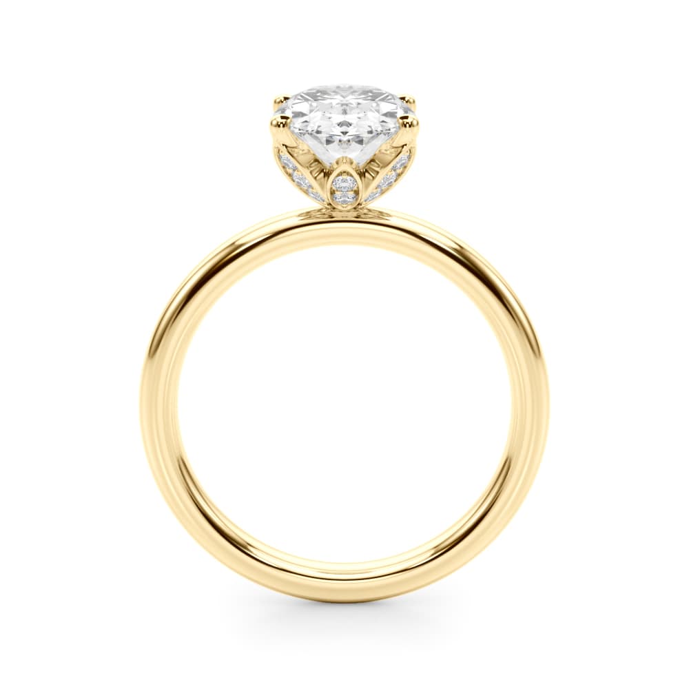 Floral Oval Engagement Ring, style 51322, Side view in yellow gold