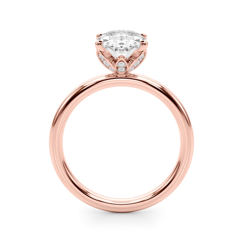 Floral Oval Engagement Ring, style 51322, Side view in rose gold