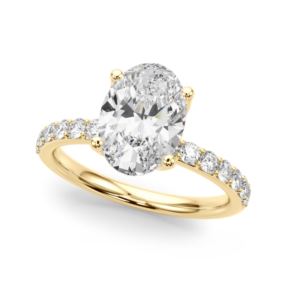 Floral Oval Engagement Ring, style 51323, Front view in yellow gold