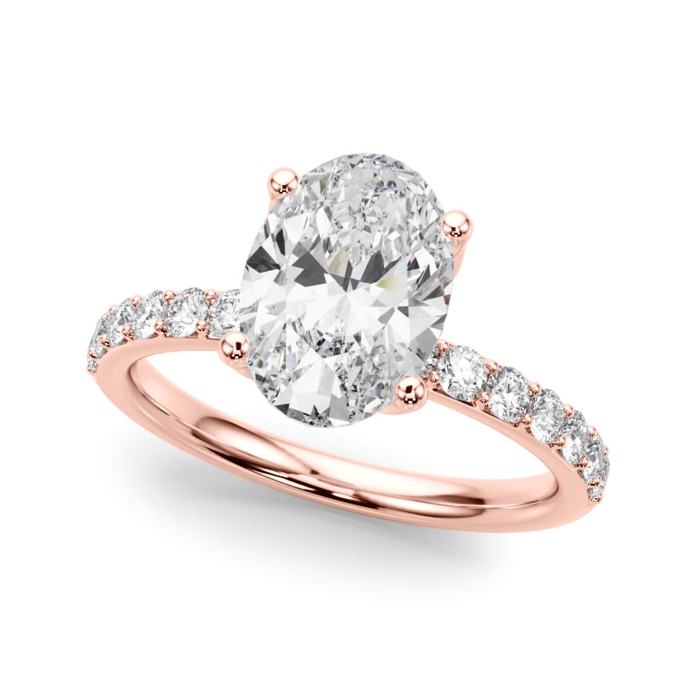 Floral Oval Engagement Ring, style 51323, Front view in rose gold