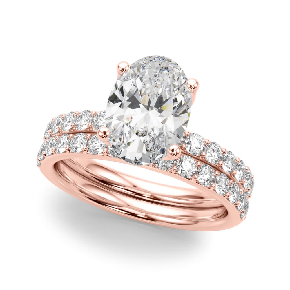 Floral Oval Engagement Ring, style 51323, On hand view in rose gold