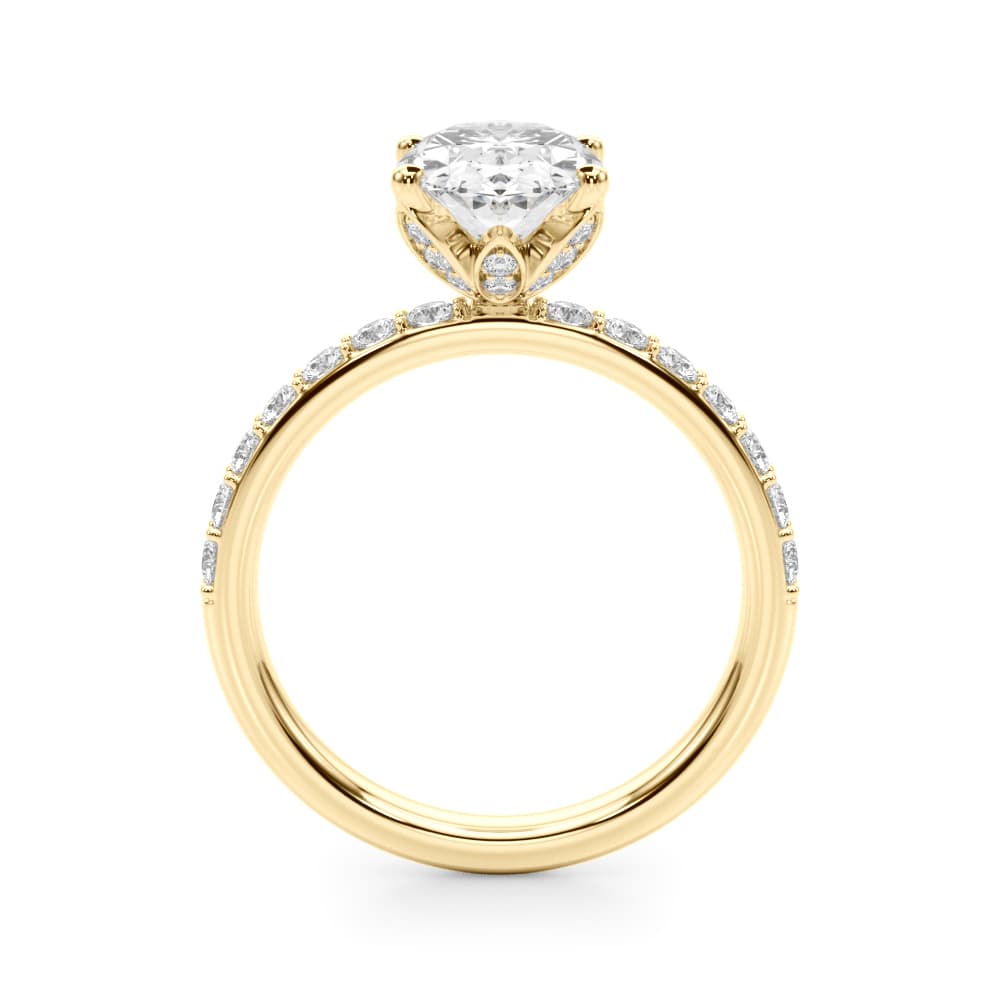 Floral Oval Engagement Ring, style 51323, Side view in yellow gold