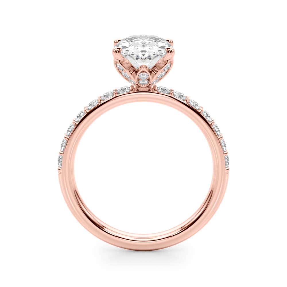 Floral Oval Engagement Ring, style 51323, Side view in rose gold
