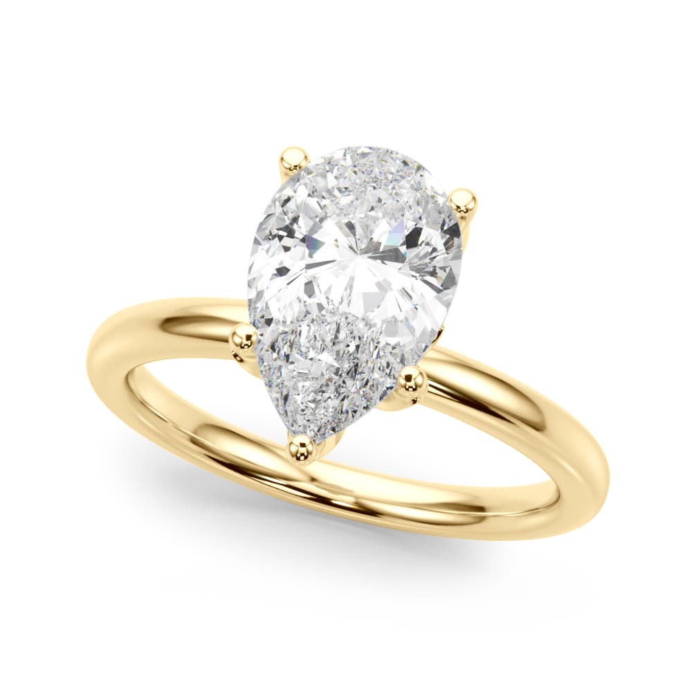 Floral Inspired Pear Engagement Ring, style 51324, Front view in yellow gold