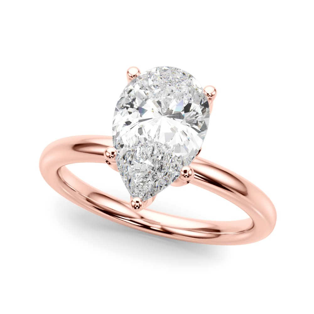 Floral Inspired Pear Engagement Ring, style 51324, Front view in rose gold