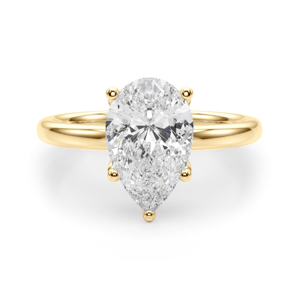 Floral Inspired Pear Engagement Ring, style 51324, Angle view in yellow gold