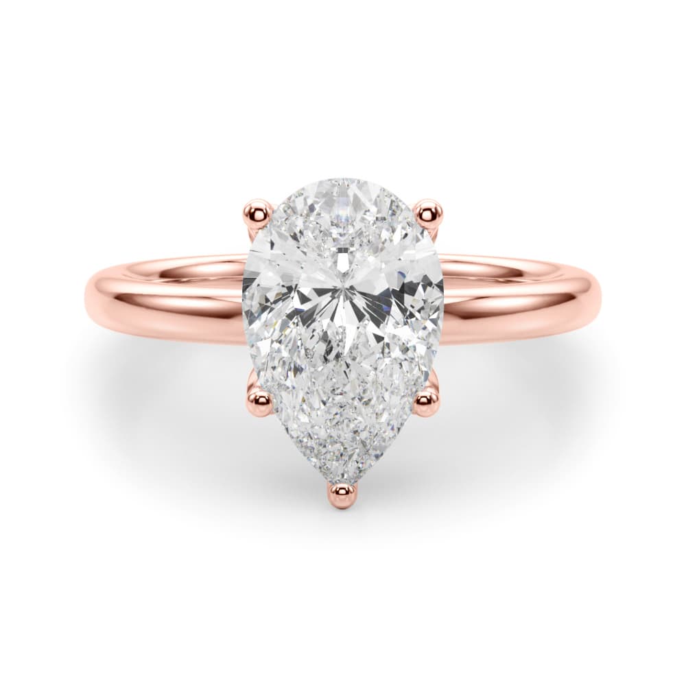 Floral Inspired Pear Engagement Ring, style 51324, Angle view in rose gold