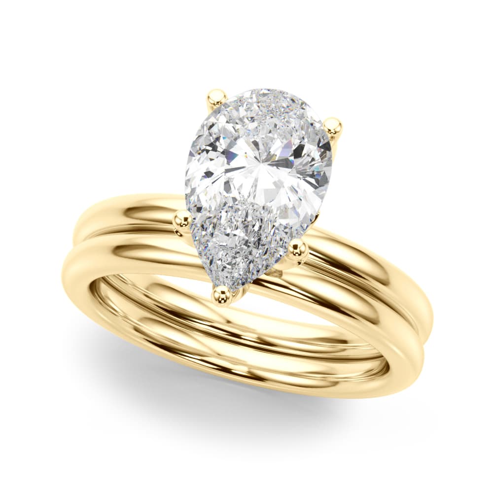 Floral Inspired Pear Engagement Ring, style 51324, On hand view in yellow gold