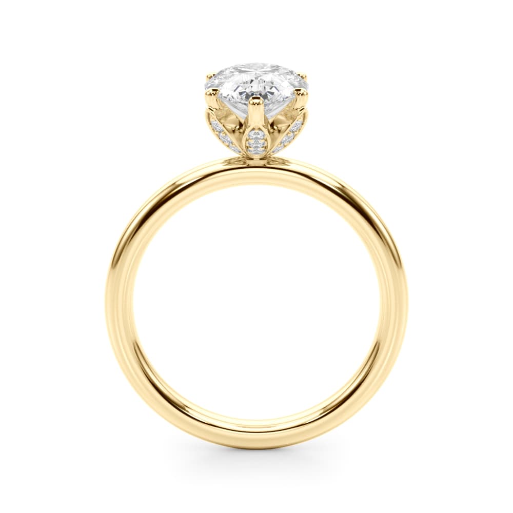 Floral Inspired Pear Engagement Ring, style 51324, Side view in yellow gold