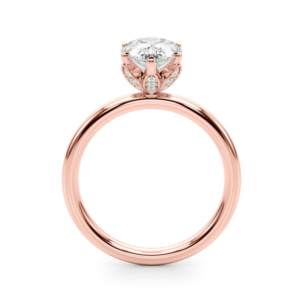 Floral Inspired Pear Engagement Ring, style 51324, Side view in rose gold