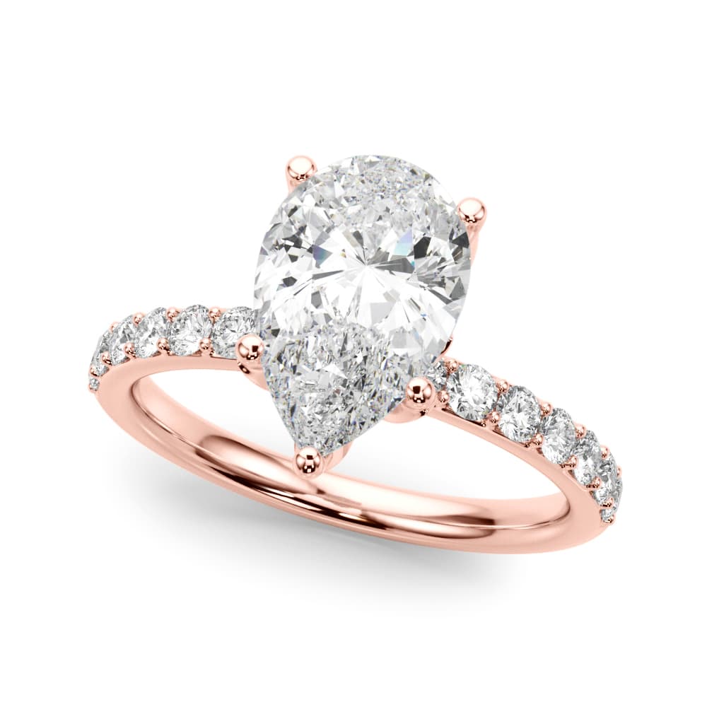 Floral Inspired Pear Engagement Ring, style 51325, Front view in rose gold
