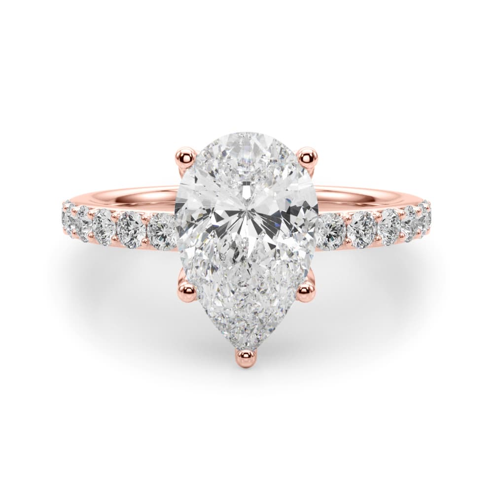 Floral Inspired Pear Engagement Ring, style 51325, Angle view in rose gold