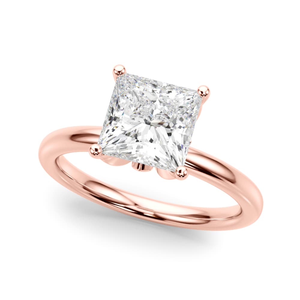 Floral Princess Cut Engagement Ring, style 51326, Front view in rose gold