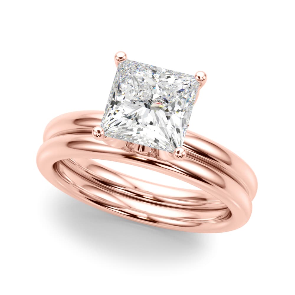 Floral Princess Cut Engagement Ring, style 51326, On hand view in rose gold